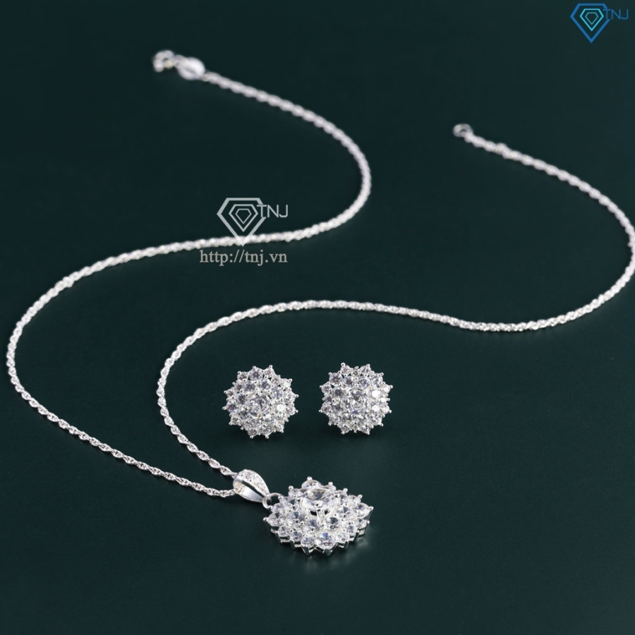 Bộ trang sức bạc đính đá sang trọng BTS0038 - Trang Sức TNJ