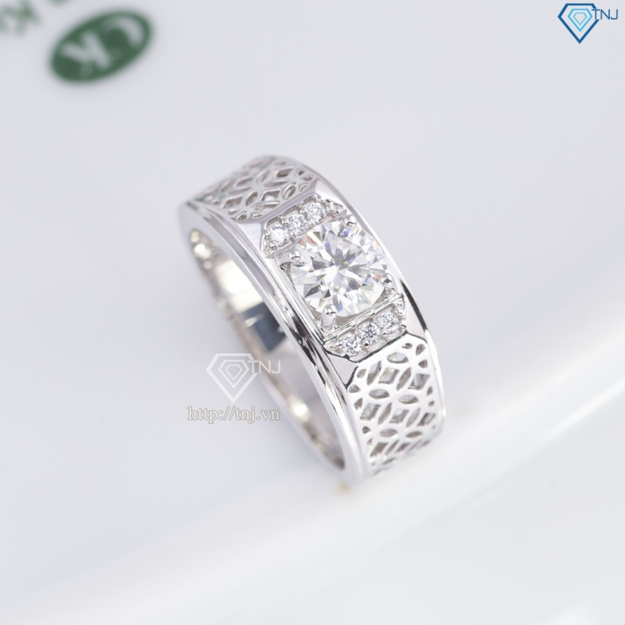 Nhẫn nam kim tiền đính kim cương Moissanite 6.0mm NNAM0244