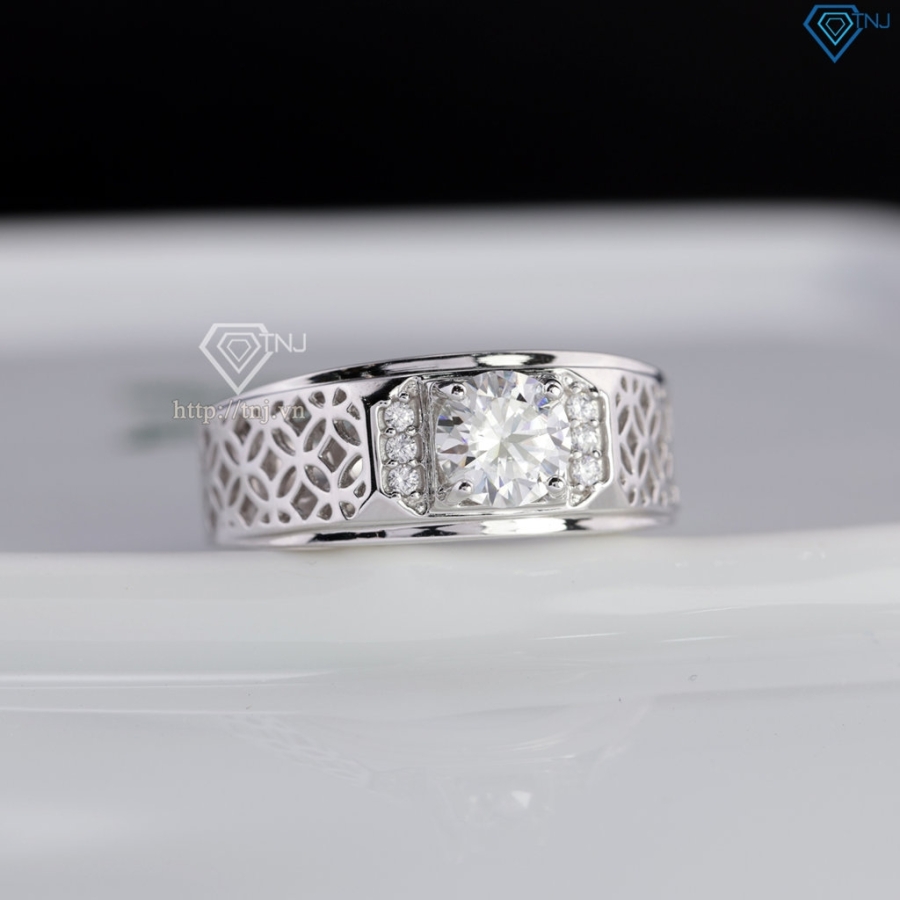Nhẫn nam kim tiền đính kim cương Moissanite 6.0mm NNAM0244