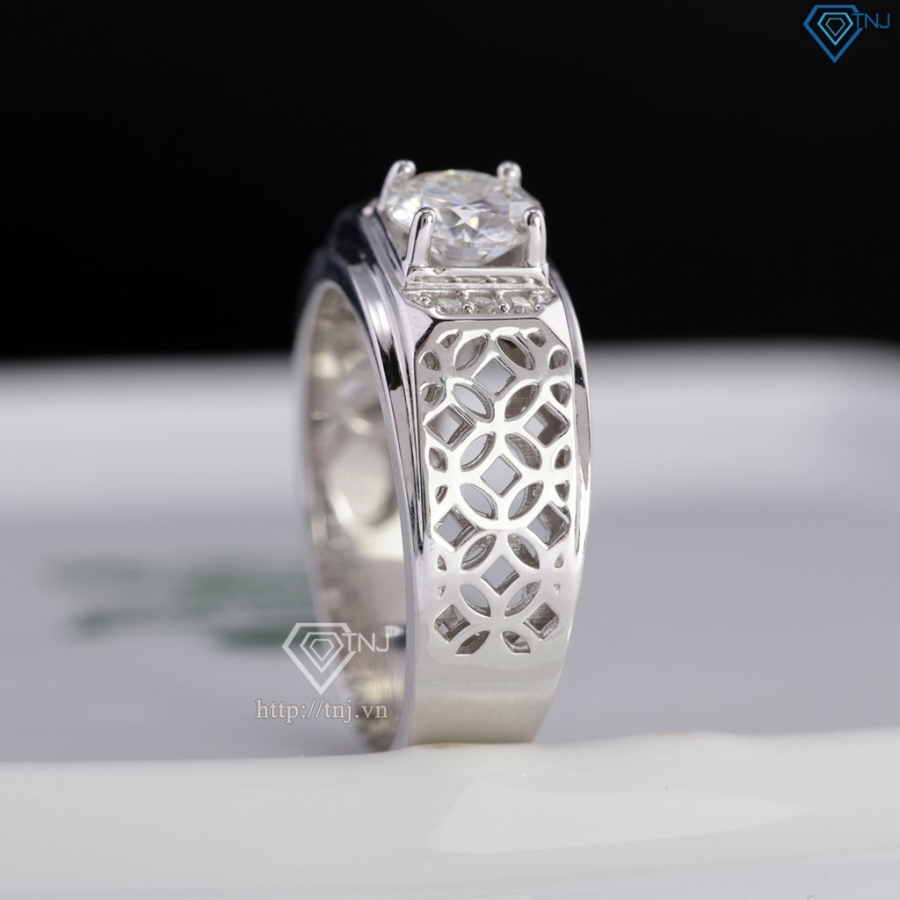 Nhẫn nam kim tiền đính kim cương Moissanite 6.0mm NNAM0244