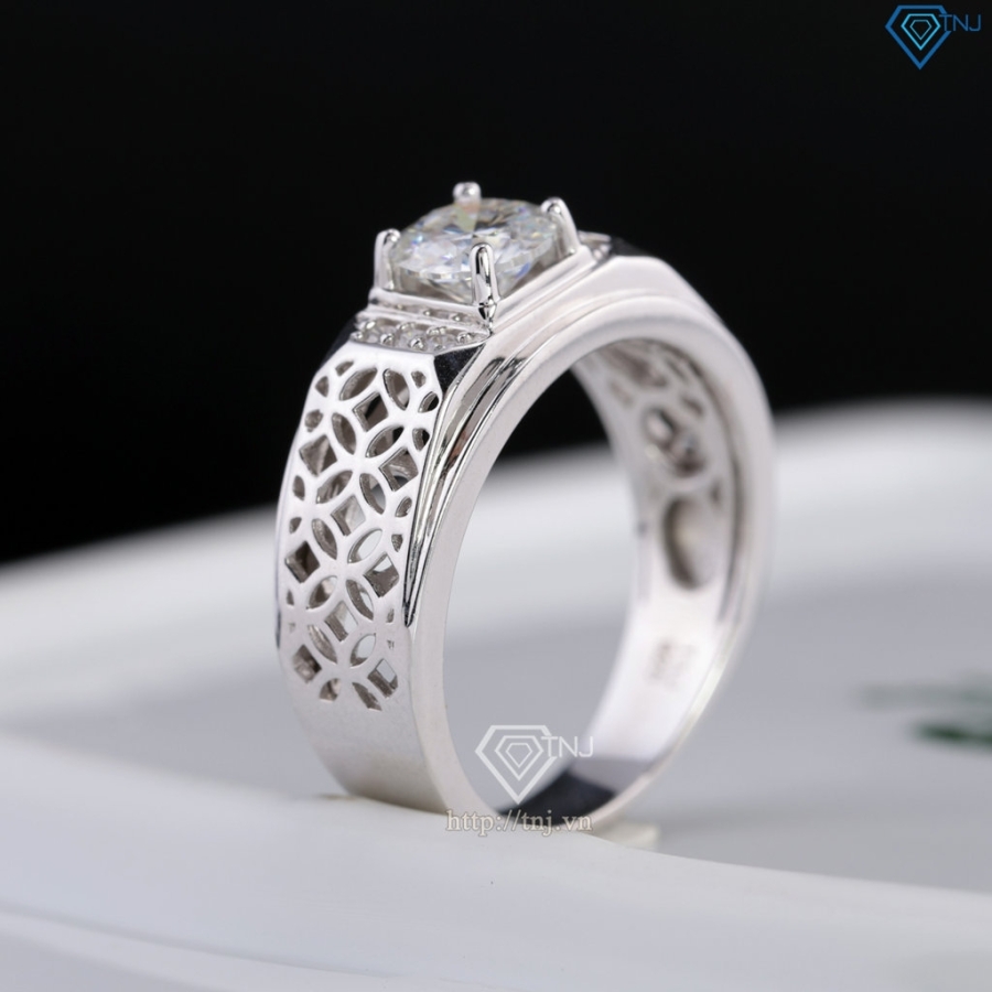 Nhẫn nam kim tiền đính kim cương Moissanite 6.0mm NNAM0244