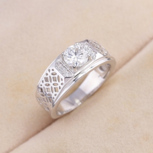 Nhẫn nam kim tiền đính kim cương Moissanite 6.0mm - Kiểm định GRA NNAM0244