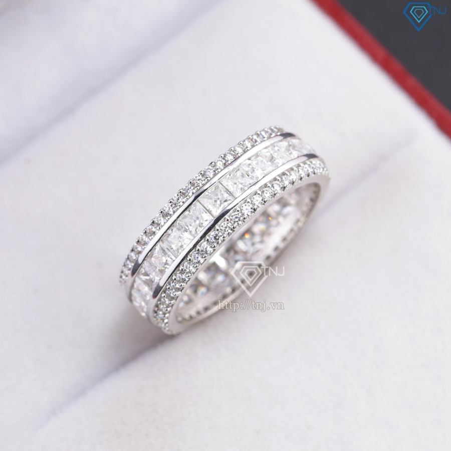 Nhẫn nam dạng tròn đính full kim cương Moissanite NNAM0245