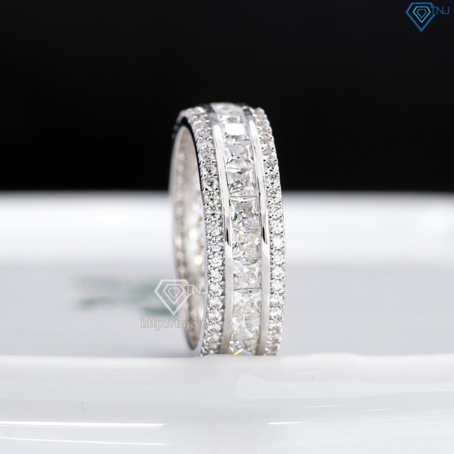 Nhẫn nam dạng tròn đính full kim cương Moissanite NNAM0245