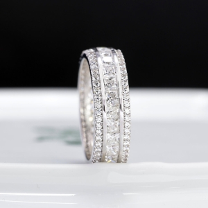 Nhẫn nam dạng tròn đính full kim cương Moissanite NNAM0245