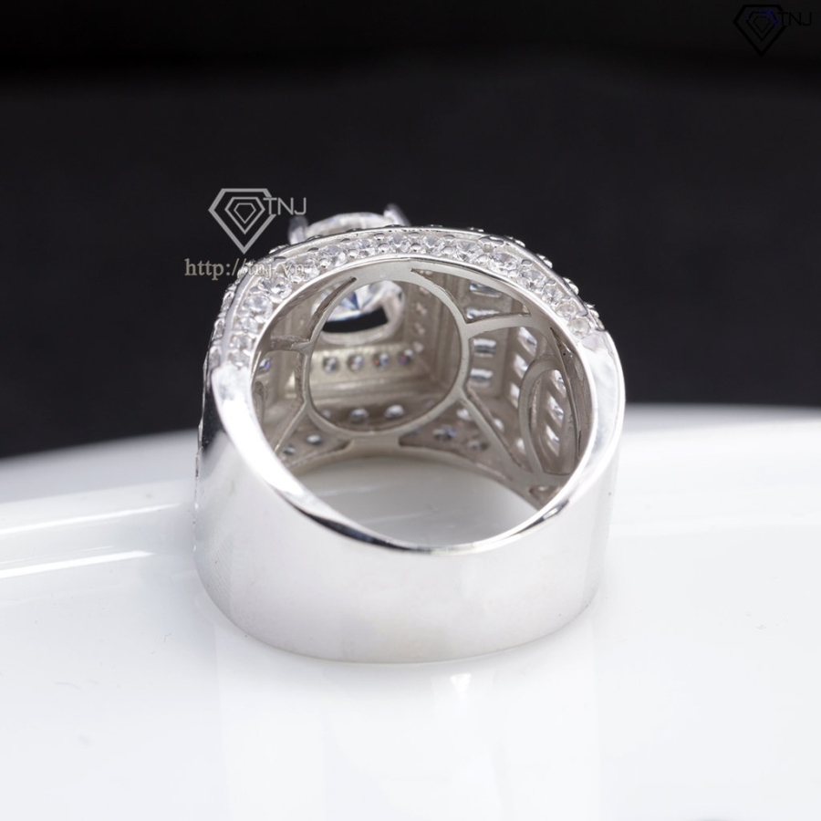 Nhẫn Moissanite bản to nam sang trọng 8.0mm - Kiểm định GRA NNAM0246