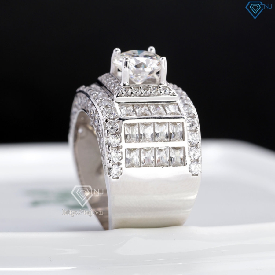 Nhẫn Moissanite bản to nam sang trọng 8.0mm - Kiểm định GRA NNAM0246