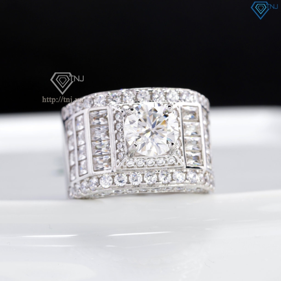 Nhẫn Moissanite bản to nam sang trọng 8.0mm - Kiểm định GRA NNAM0246