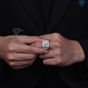 Nhẫn Moissanite bản to nam sang trọng 8.0mm - Kiểm định GRA NNAM0246