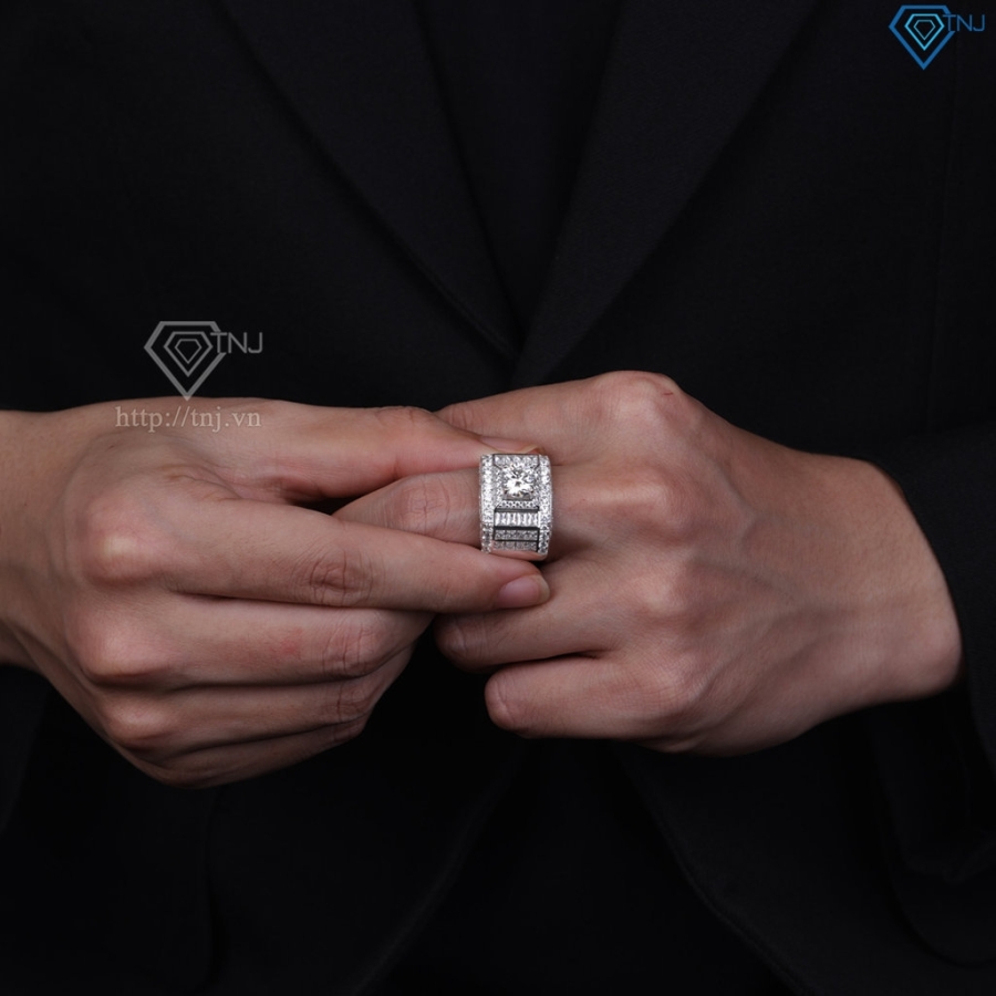 Nhẫn Moissanite bản to nam sang trọng 8.0mm - Kiểm định GRA NNAM0246