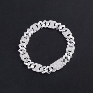 Lắc tay nam Cuban mắt xích đơn giản bản 9mm LTA0230