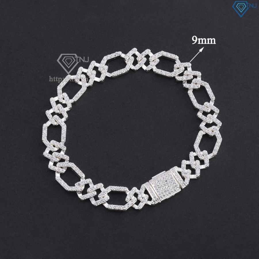 Lắc tay nam Cuban mắt xích đính đá giá rẻ bản 9mm LTA0 - Trang Sức TNJ