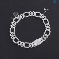 Lắc tay nam Cuban mắt xích đính đá giá rẻ bản 9mm LTA0 - Trang Sức TNJ