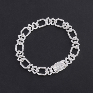 Lắc tay nam Cuban mắt xích đính đá giá rẻ bản 9mm LTA0231