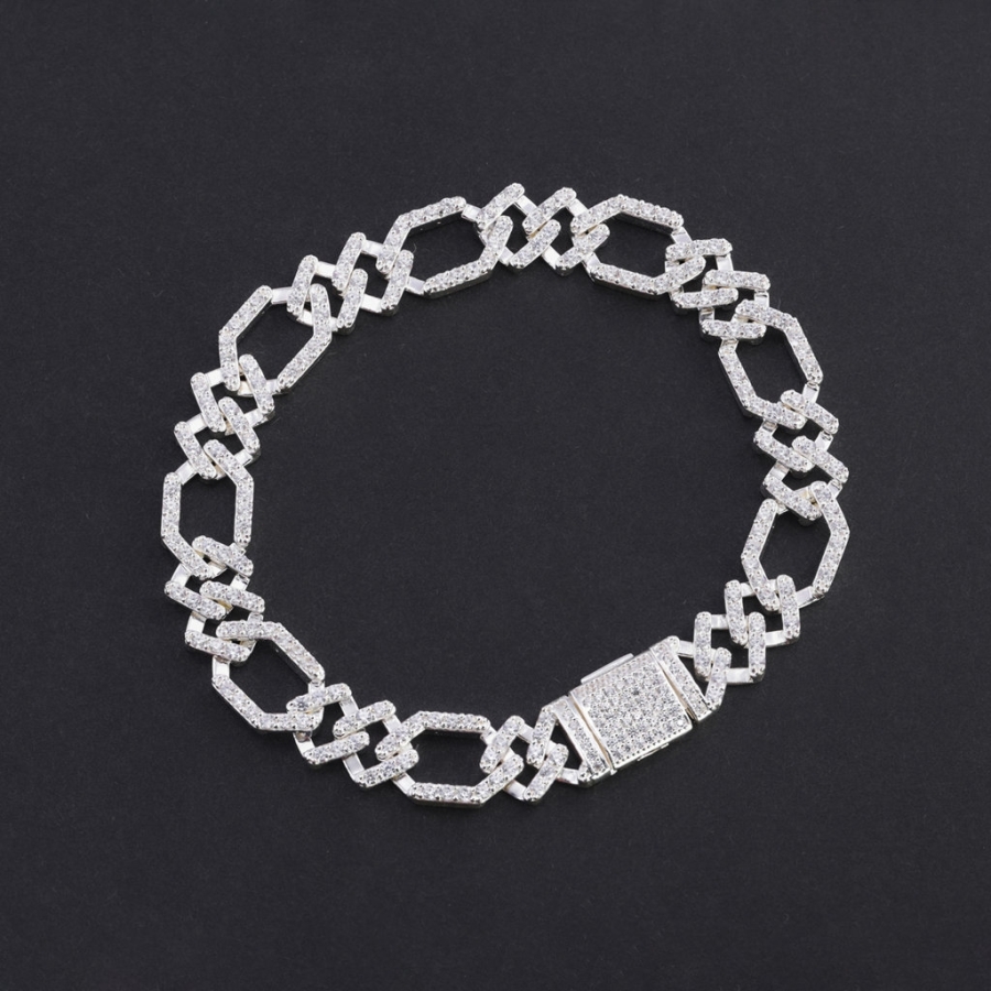 Lắc tay nam Cuban mắt xích đính đá giá rẻ bản 9mm LTA0231