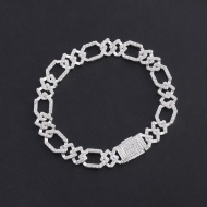 Lắc tay nam Cuban mắt xích đính đá giá rẻ bản 9mm LTA0231