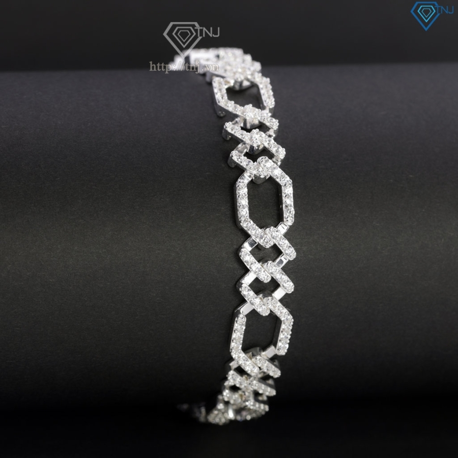 Lắc tay nam Cuban mắt xích đính đá giá rẻ bản 9mm LTA0 - Trang Sức TNJ