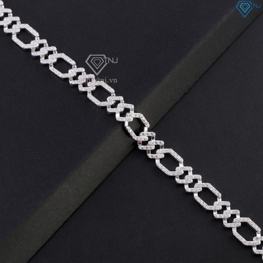 Lắc tay nam Cuban mắt xích đính đá giá rẻ bản 9mm LTA0 - Trang Sức TNJ