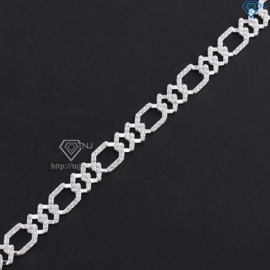 Lắc tay nam Cuban mắt xích đính đá giá rẻ bản 9mm LTA0 - Trang Sức TNJ