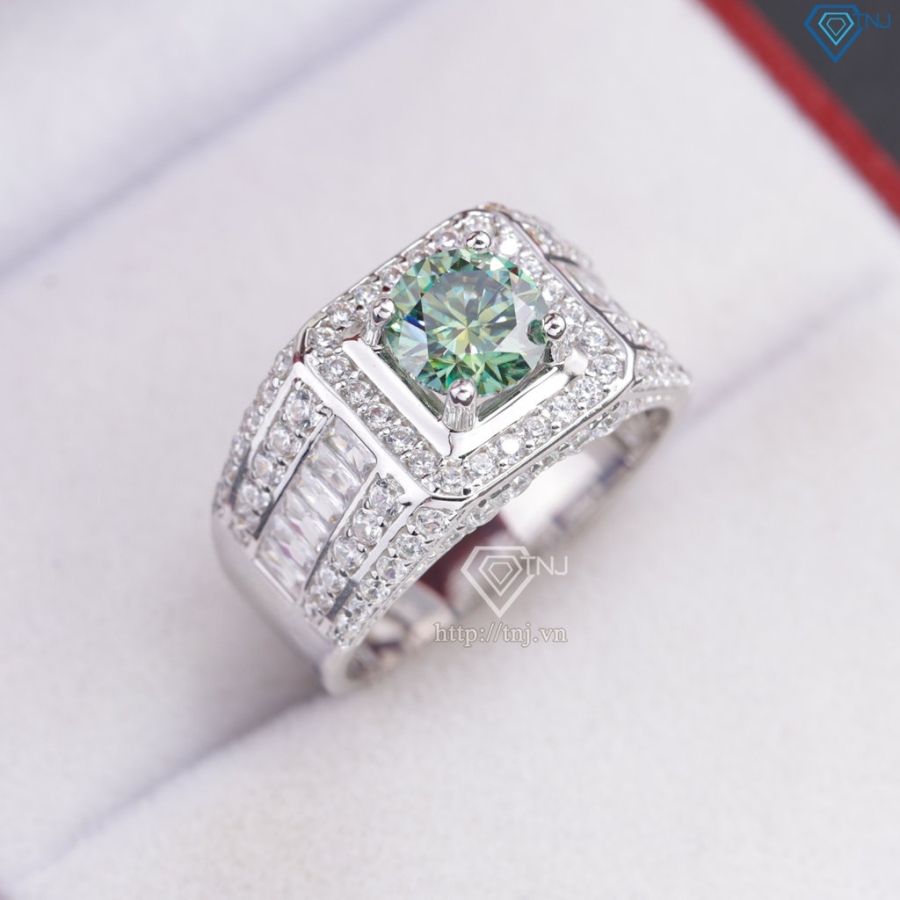 Nhẫn nam đơn giản đính kim cương xanh nhân tạo 7.0mm NNAM0225