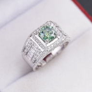 Nhẫn nam đơn giản đính kim cương xanh nhân tạo 7.0mm - Kiểm định GRA NNAM0225