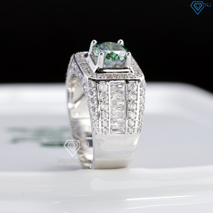Nhẫn nam đơn giản đính kim cương xanh nhân tạo 7.0mm NNAM0225