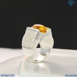 Nhẫn bạc nam mặt đá vàng NNA0109 - Trang Sức TNJ