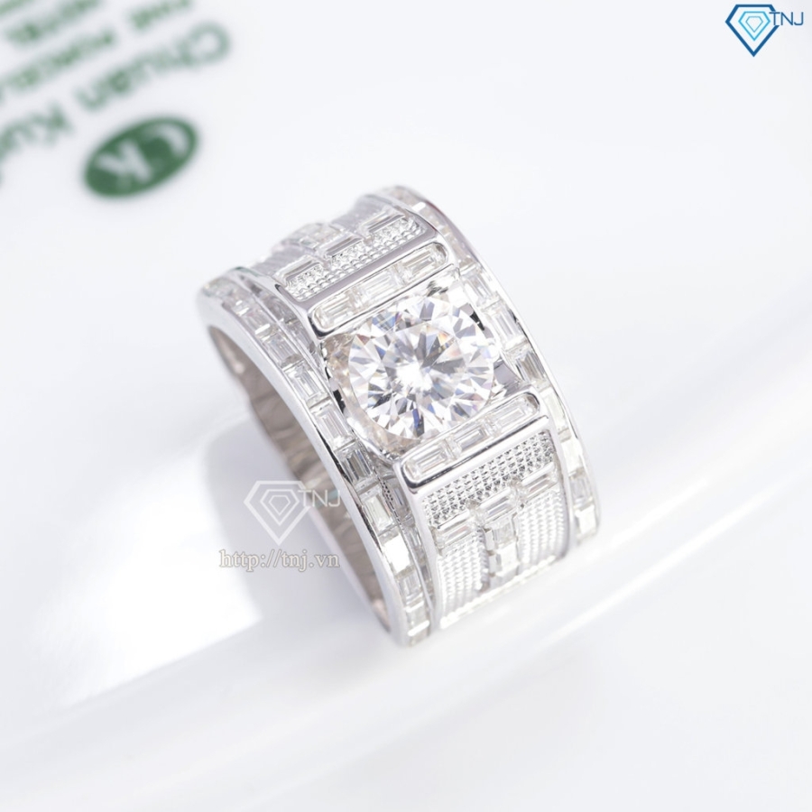 Nhẫn Moissanite nam chữ T đính kim cương 8.0mm NNAM0249
