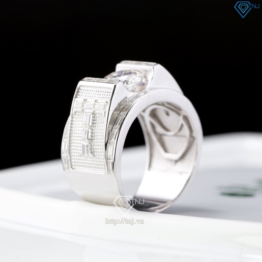 Nhẫn Moissanite nam chữ T đính kim cương 8.0mm NNAM0249
