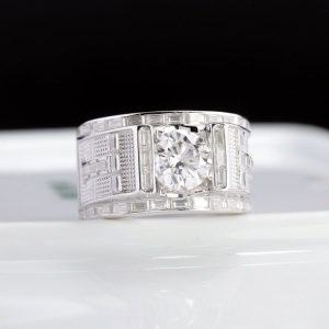 Nhẫn Moissanite nam chữ T đính kim cương 8.0mm NNAM0249