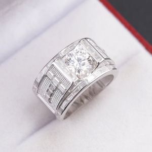 Nhẫn Moissanite nam chữ T đính kim cương 8.0mm - Kiểm định GRA NNAM0249