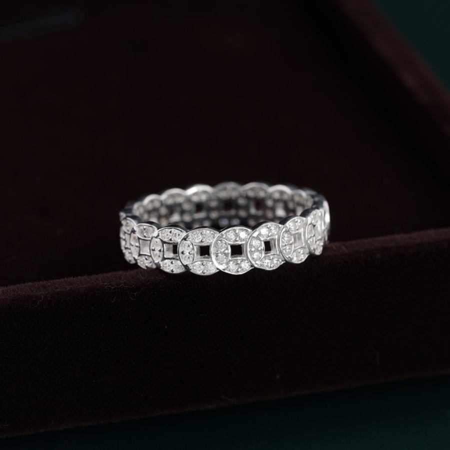 Nhẫn bạc nam kim tiền đính đá NNA0882