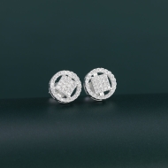 Bông tai bạc nữ mặt tròn đính đá đẹp BTN0280