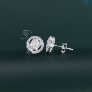 Bông tai bạc nữ mặt tròn đính đá đẹp BTN0280