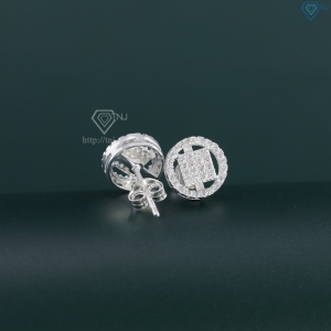 Bông tai bạc nữ mặt tròn đính đá đẹp BTN0280