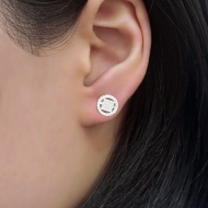 Bông tai bạc nữ mặt tròn đính đá đẹp BTN0280