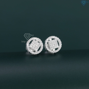 Bông tai bạc nữ mặt tròn đính đá đẹp BTN0280