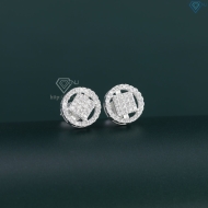 Bông tai bạc nữ mặt tròn đính đá đẹp BTN0280