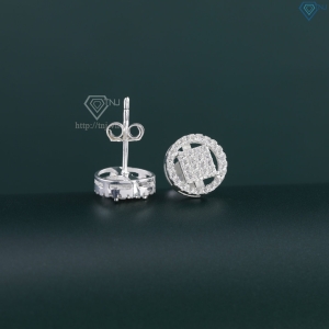 Bông tai bạc nữ mặt tròn đính đá đẹp BTN0280