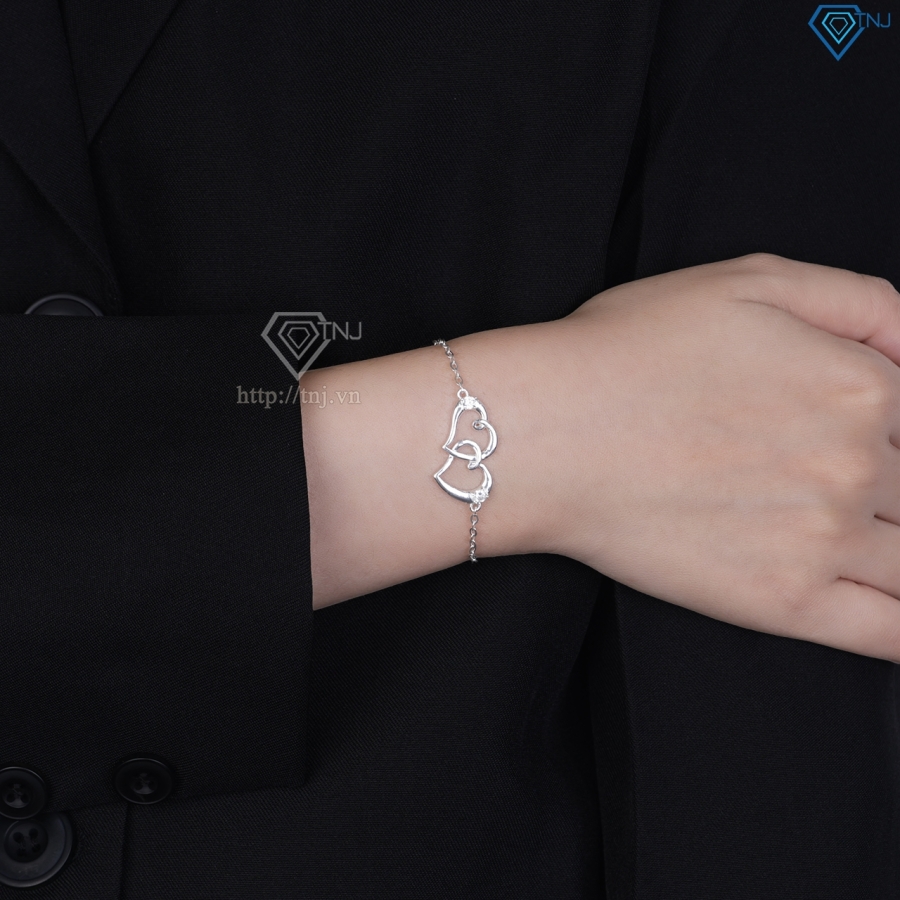 Lắc tay bạc nữ hình trái tim khắc tên LTN0236