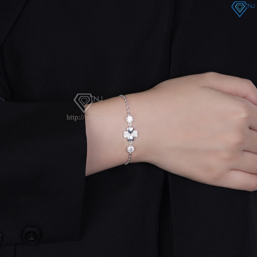 Lắc tay bạc nữ cỏ 4 lá khắc tên LTN0361 - Trang Sức TNJ