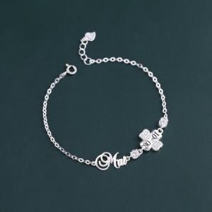 Lắc tay bạc nữ hình cỏ 4 lá khắc tên theo yêu cầu LTN0440