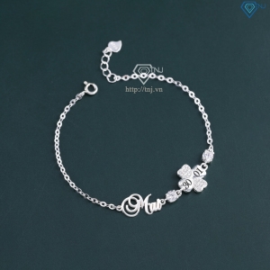 Lắc tay bạc nữ hình cỏ 4 lá khắc tên theo yêu cầu LTN0440