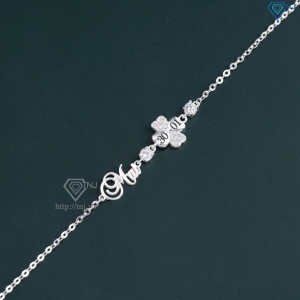 Lắc tay bạc nữ hình cỏ 4 lá khắc tên theo yêu cầu LTN0440