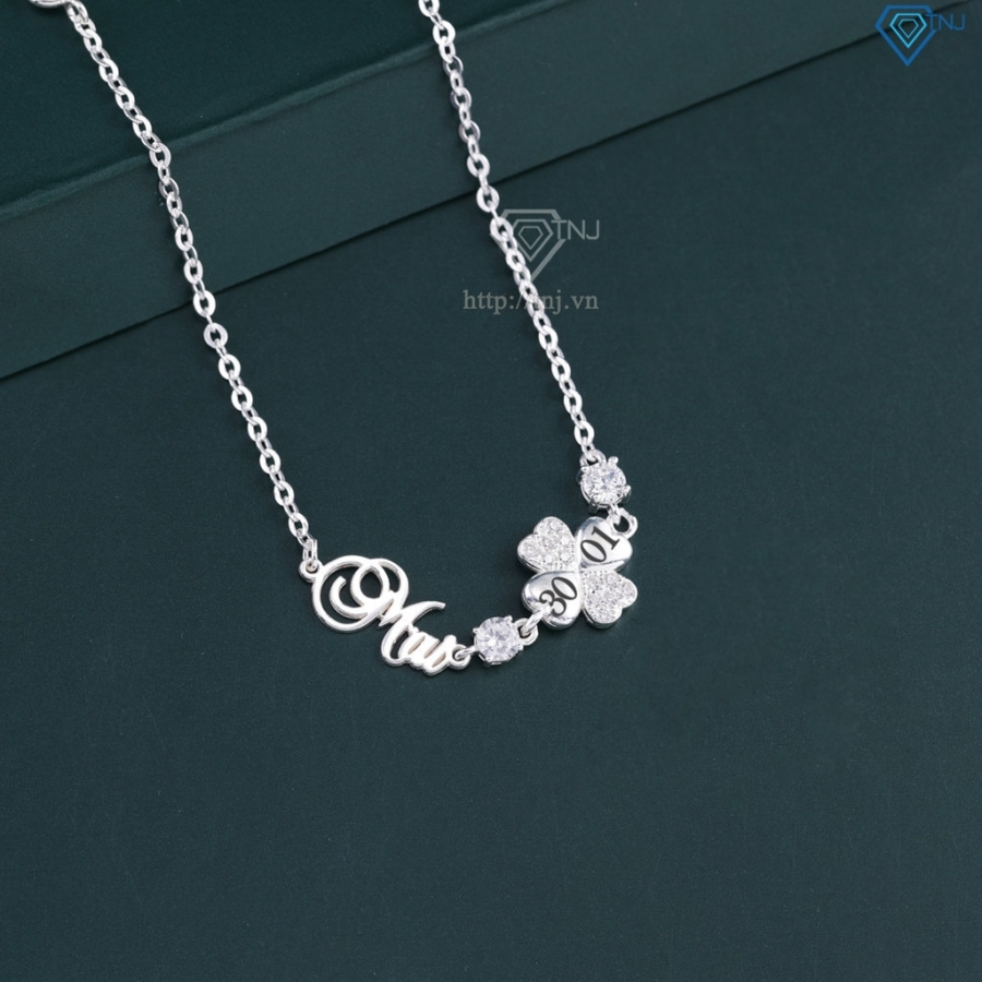 Lắc tay bạc nữ hình cỏ 4 lá khắc tên theo yêu cầu LTN0440