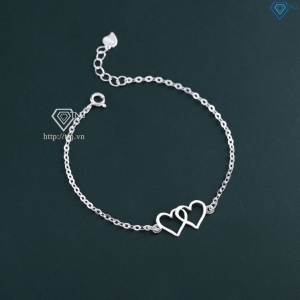 Lắc tay bạc nữ giá rẻ hình trái tim đôi LTN0442 - Trang Sức TNJ