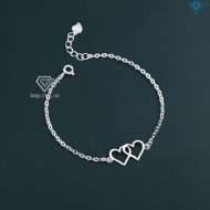 Lắc tay bạc nữ giá rẻ hình trái tim đôi LTN0442 - Trang Sức TNJ