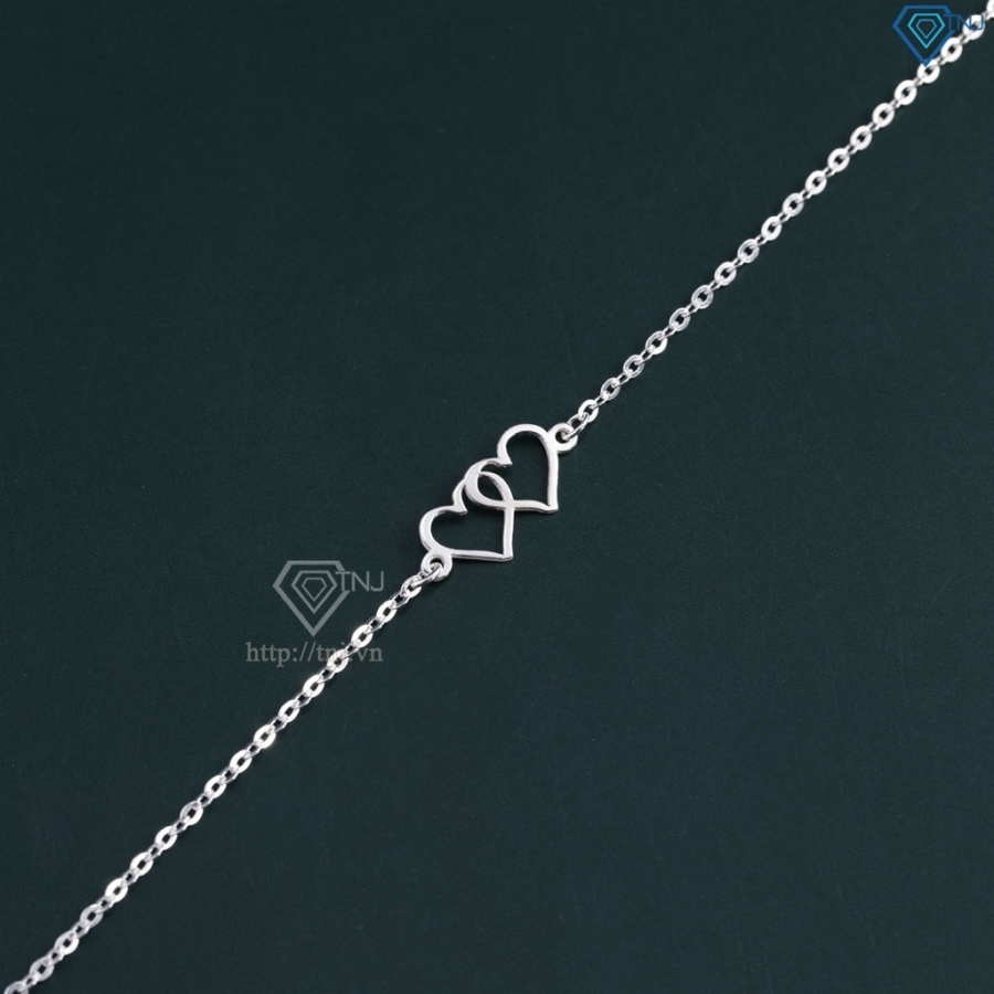 Lắc tay bạc nữ giá rẻ hình trái tim đôi LTN0442 - Trang Sức TNJ