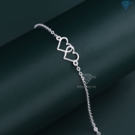 Lắc tay bạc nữ giá rẻ hình trái tim đôi LTN0442 - Trang Sức TNJ