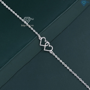 Lắc tay bạc nữ giá rẻ hình trái tim đôi LTN0442 - Trang Sức TNJ
